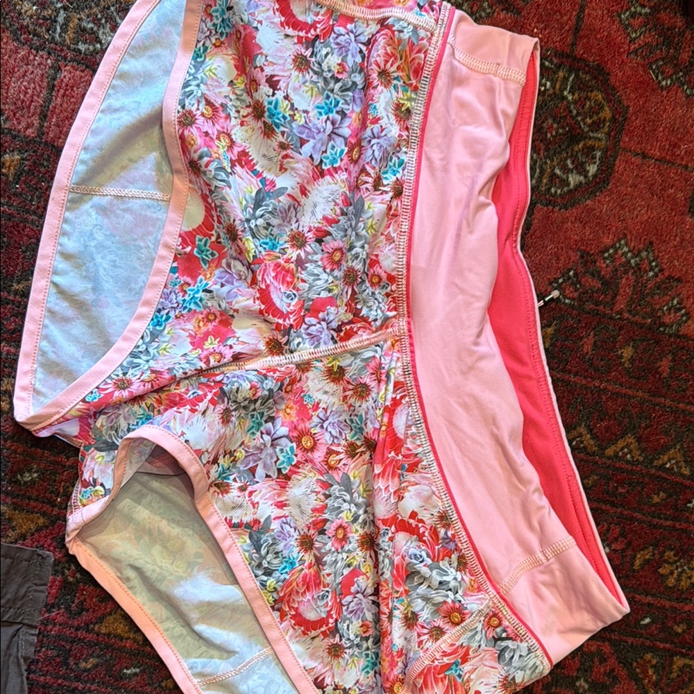 Floral Lululemon running shorts